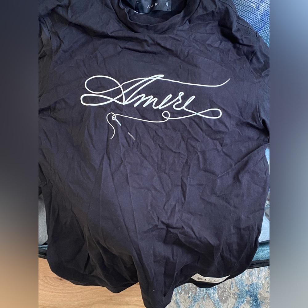 Amiri Stitch Logo Short Sleeve Black Small